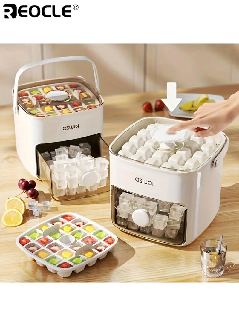 ريوكل صانعة ثلج مكونة من طبقتين بسعة 48 مكعبًا، توضع على الأسطح، مصنوعة من مواد آمنة للطعام، مزودة بحجرة شفافة لتخزين الثلج، وهيكل بلاستيكي مدمج، مثالية لتحضير المشروبات في المطبخ العصري للاستخدام في المنزل أو المكتب أو في الهواء الطلق - Image 5