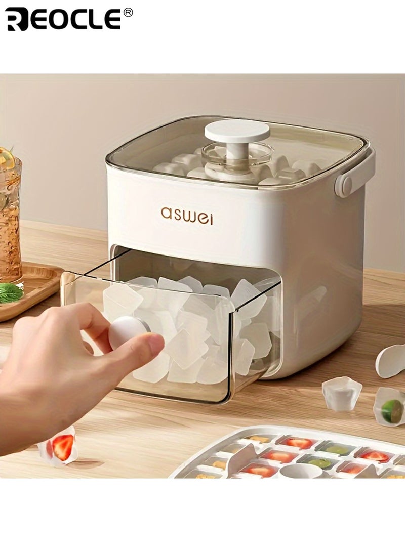 ريوكل صانعة ثلج مكونة من طبقتين بسعة 48 مكعبًا، توضع على الأسطح، مصنوعة من مواد آمنة للطعام، مزودة بحجرة شفافة لتخزين الثلج، وهيكل بلاستيكي مدمج، مثالية لتحضير المشروبات في المطبخ العصري للاستخدام في المنزل أو المكتب أو في الهواء الطلق - Image 4