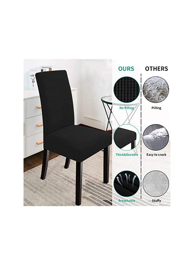 The Bros Dining Chair Slipcovers, Waterproof Dining Room Chair Cover Set of 6, Stretch Jacquard Chair Slipcover Removable Washable Chair Protector for Home, Restaurant, Banquet, Kitchen-(Black)  - Image 3