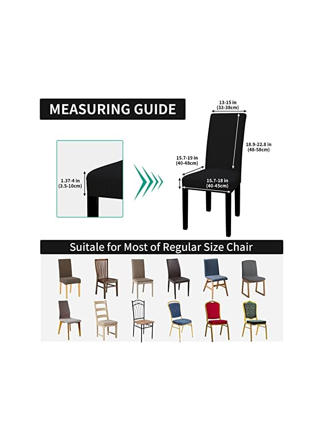 The Bros Dining Chair Slipcovers, Waterproof Dining Room Chair Cover Set of 6, Stretch Jacquard Chair Slipcover Removable Washable Chair Protector for Home, Restaurant, Banquet, Kitchen-(Black)  - Image 4