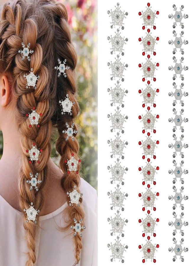 CYUXING 30Pcs Mini Rhinestone Snowflake Hair Clips, Cute Hair Decorations Accessories, Mini Rhinestones Snowflake Ornaments, Decorative Hair Pins Wedding for Women Supplies - Image 1