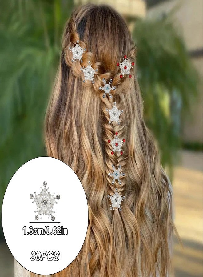 CYUXING 30Pcs Mini Rhinestone Snowflake Hair Clips, Cute Hair Decorations Accessories, Mini Rhinestones Snowflake Ornaments, Decorative Hair Pins Wedding for Women Supplies - Image 2