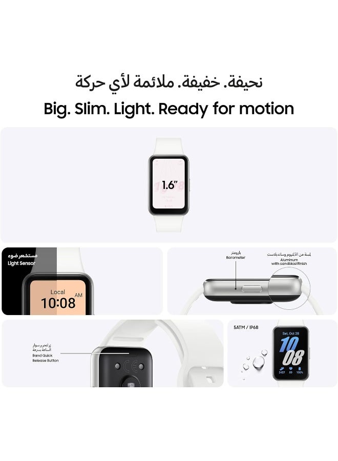 سامسونج شاشة Amoled للساعة الذكية Fit 3، مقياس التسارع، مقياس الضغط الجوي، مستشعر جيروسكوبي، مستشعر بصري لمعدل ضربات القلب، مستشعر الضوء فضي - Image 4