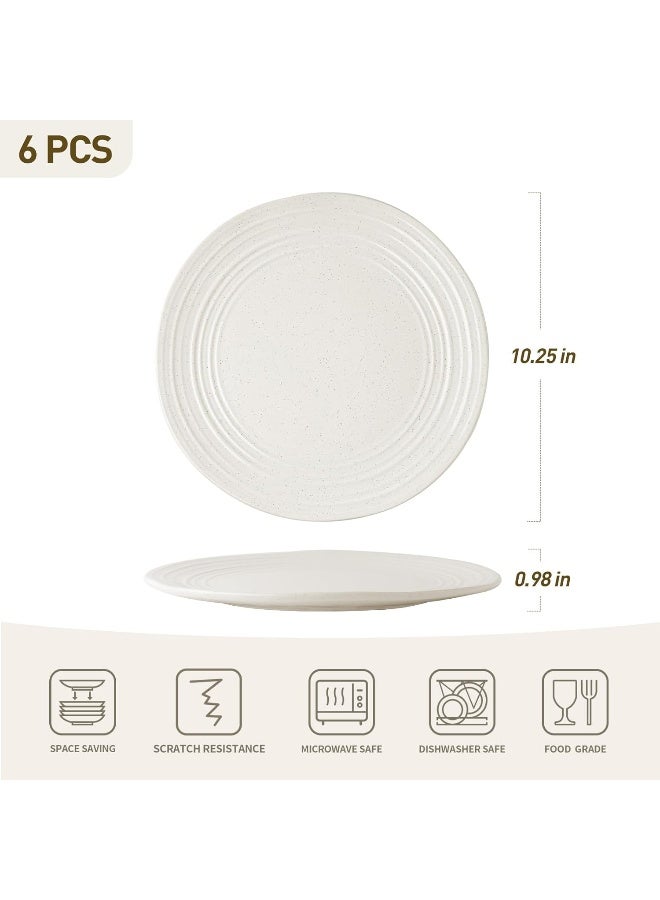 Famiware Twilight 6 Piece Handmade Small Dinner Plates in 8 inches, Perfect for Dessert and Appetizers, Scratch Resistant, Microwave & Dishwasher Safe, White - Image 5