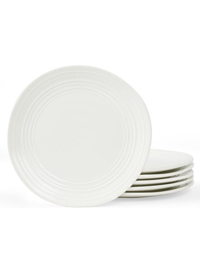 Famiware Twilight 6 Piece Handmade Small Dinner Plates in 8 inches, Perfect for Dessert and Appetizers, Scratch Resistant, Microwave & Dishwasher Safe, White - Image 1