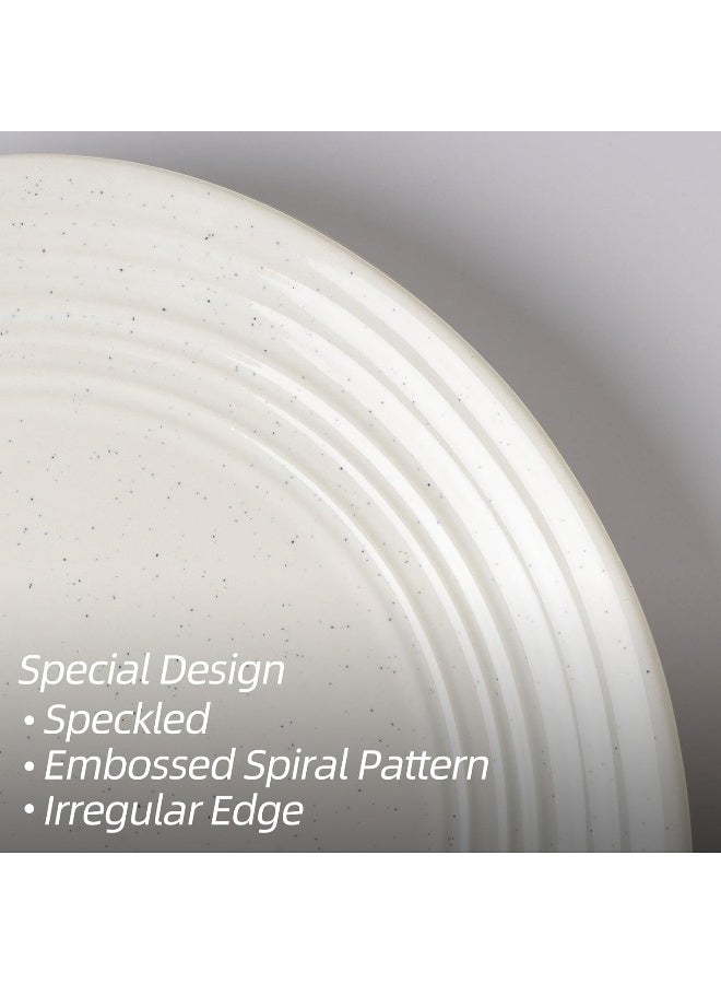 Famiware Twilight 6 Piece Handmade Small Dinner Plates in 8 inches, Perfect for Dessert and Appetizers, Scratch Resistant, Microwave & Dishwasher Safe, White - Image 4