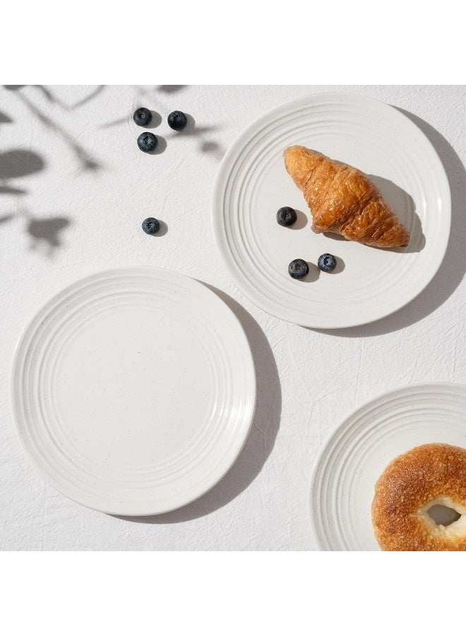 Famiware Twilight 6 Piece Handmade Small Dinner Plates in 8 inches, Perfect for Dessert and Appetizers, Scratch Resistant, Microwave & Dishwasher Safe, White - Image 2