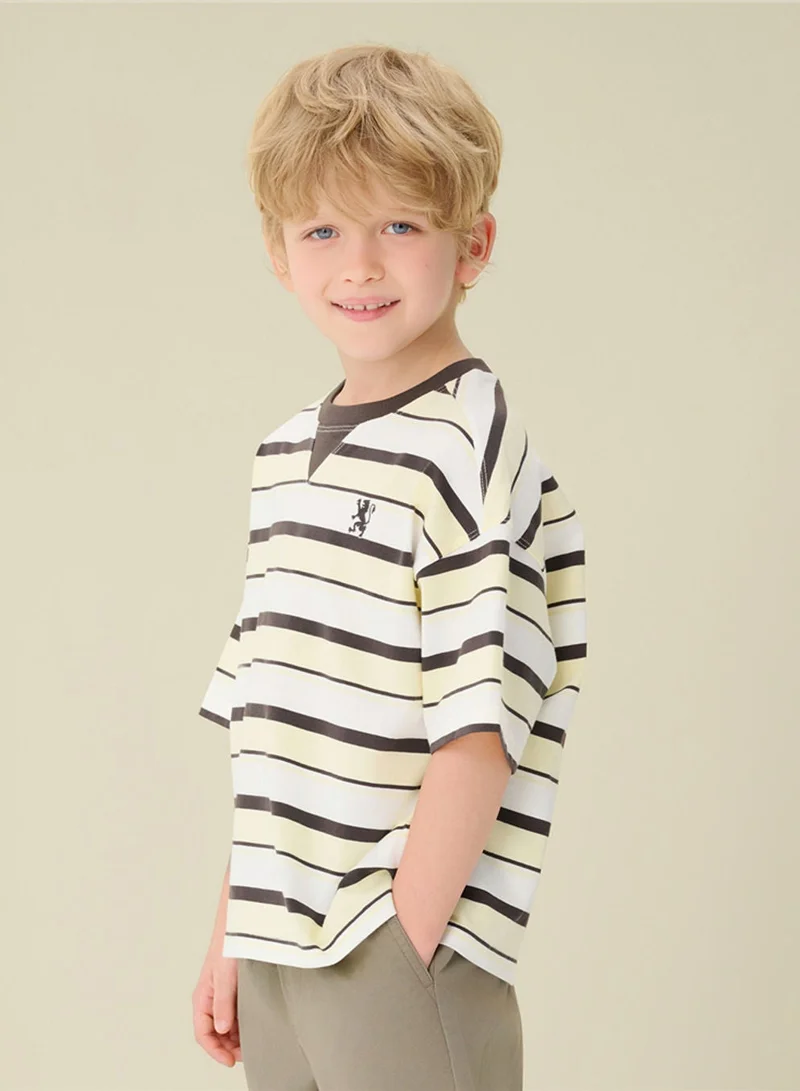 GIORDANO  Kids' Oversize 90's Recall Striped Tee  | Best Price UAE