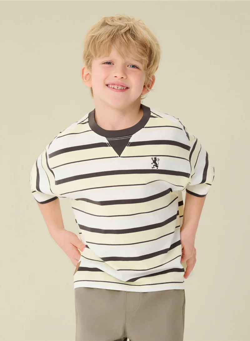 GIORDANO  Kids' Oversize 90's Recall Striped Tee  | Best Price UAE