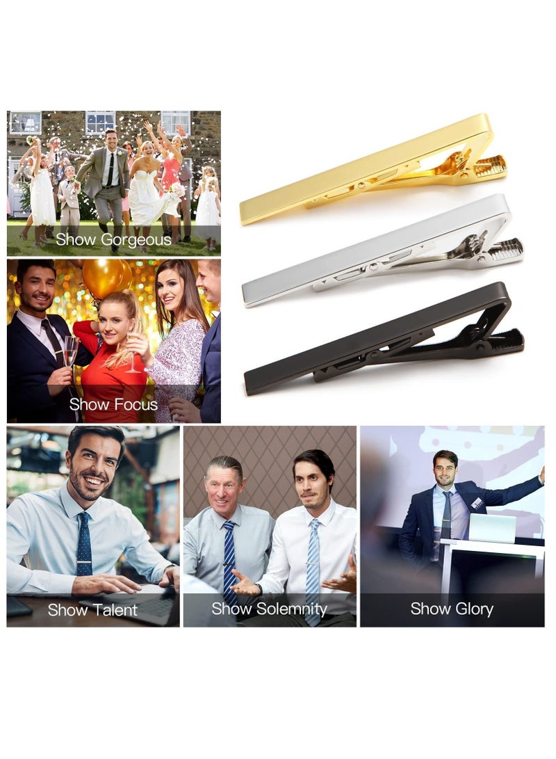 واي آند دي Men'S Tie Clips Simple Business Gold Silver Black 3 Piece Set is a Gift for Fathers Lovers and Friends, Suitable Daily Life Weddings Parties Meetings  - Image 5
