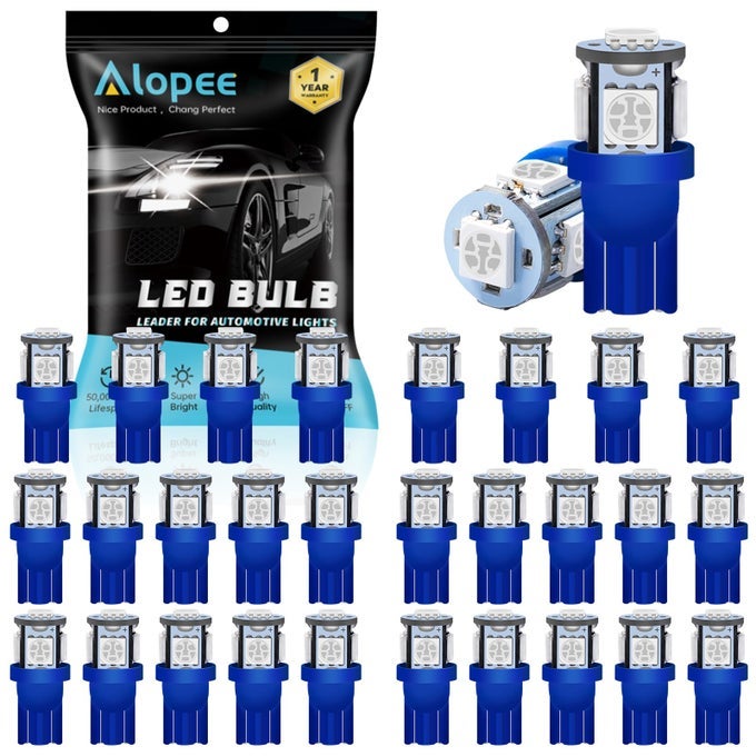 30 Pack 194 Blue Led Bulbs 12V T10 Wedge Light Bulb Replacement For 158 168 193 198 2825 W5W Car Interior Dome Map Door Trunk Courtesy Step Lights