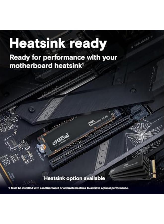 قرص صلب داخلي PCIe Gen5 NVMe M.2 بسعة 4 تيرابايت طراز T705 - سرعة تصل إلى 14,100 ميجابايت/ثانية - جاهز للألعاب - + شهر اشتراك في Adobe Creative Cloud - CT4000T705SSD3 - Image 4