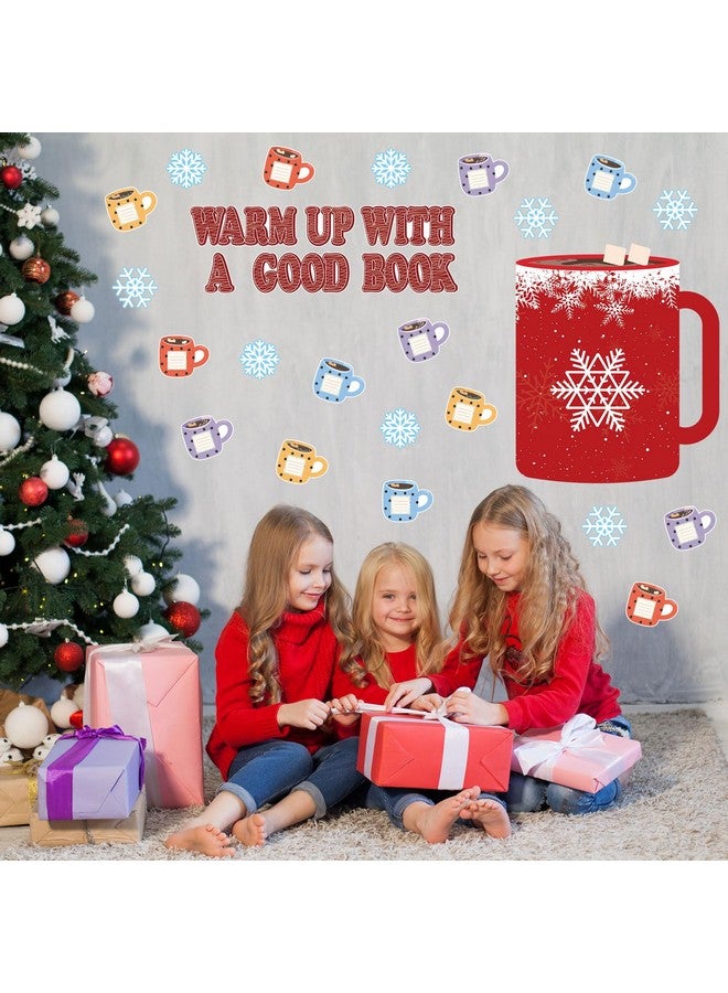 تاوباري مجموعة ديكورات لوحة إعلانات عيد الميلاد من TaoBary مكونة من 73 قطعة من قصاصات الكاكاو الساخن مقاس 20 × 27 بوصة، خلفية كوب الكاكاو الساخن، لمسات الكاكاو الساخن، قصاصات ورقية لعيد الميلاد والشتاء والمدرسة والفصل الدراسي والباب والجدار - Image 5