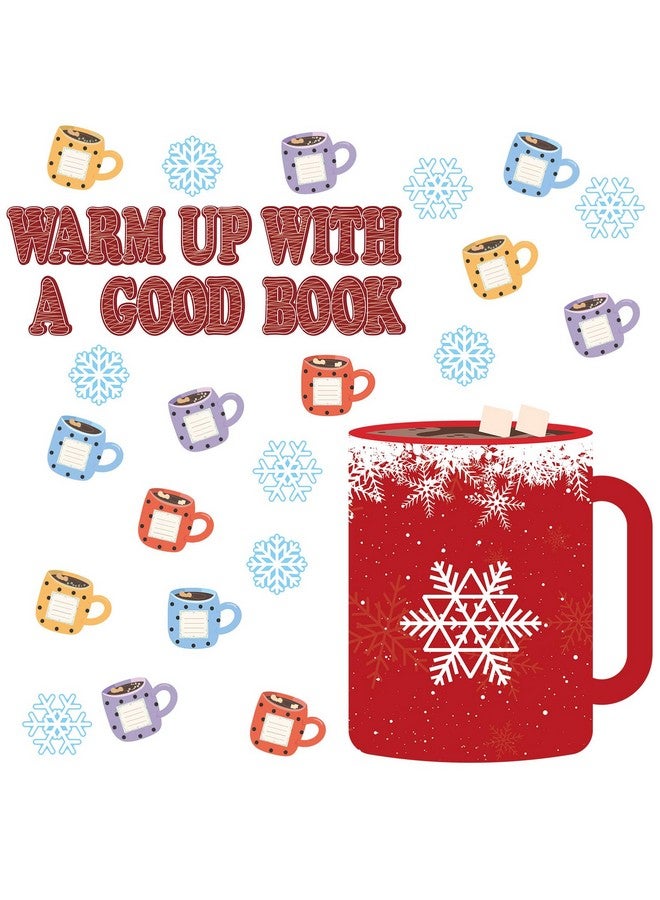 تاوباري مجموعة ديكورات لوحة إعلانات عيد الميلاد من TaoBary مكونة من 73 قطعة من قصاصات الكاكاو الساخن مقاس 20 × 27 بوصة، خلفية كوب الكاكاو الساخن، لمسات الكاكاو الساخن، قصاصات ورقية لعيد الميلاد والشتاء والمدرسة والفصل الدراسي والباب والجدار - Image 1