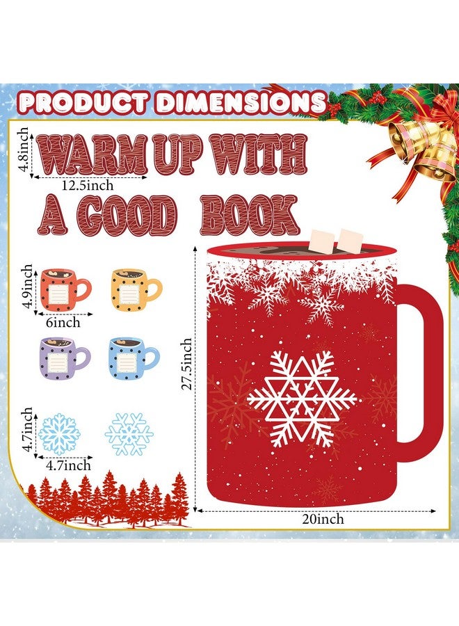 تاوباري مجموعة ديكورات لوحة إعلانات عيد الميلاد من TaoBary مكونة من 73 قطعة من قصاصات الكاكاو الساخن مقاس 20 × 27 بوصة، خلفية كوب الكاكاو الساخن، لمسات الكاكاو الساخن، قصاصات ورقية لعيد الميلاد والشتاء والمدرسة والفصل الدراسي والباب والجدار - Image 2