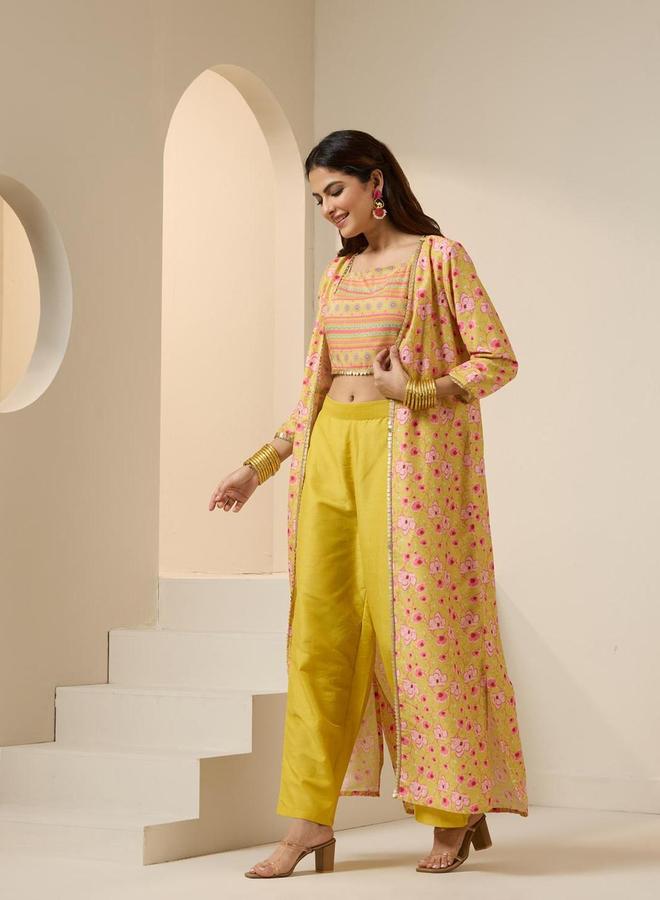 آي شين طقم إيشين مطبوع كروب توب وجاكيت مع بنطلون - Image 3