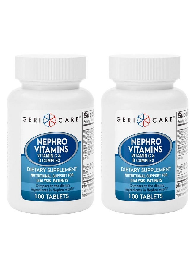 GeriCare - GeriCare Nephro Vitamin C & B Complex Tablets, Nutritional Supplement 100 Count (Pack of 2) - Image 1