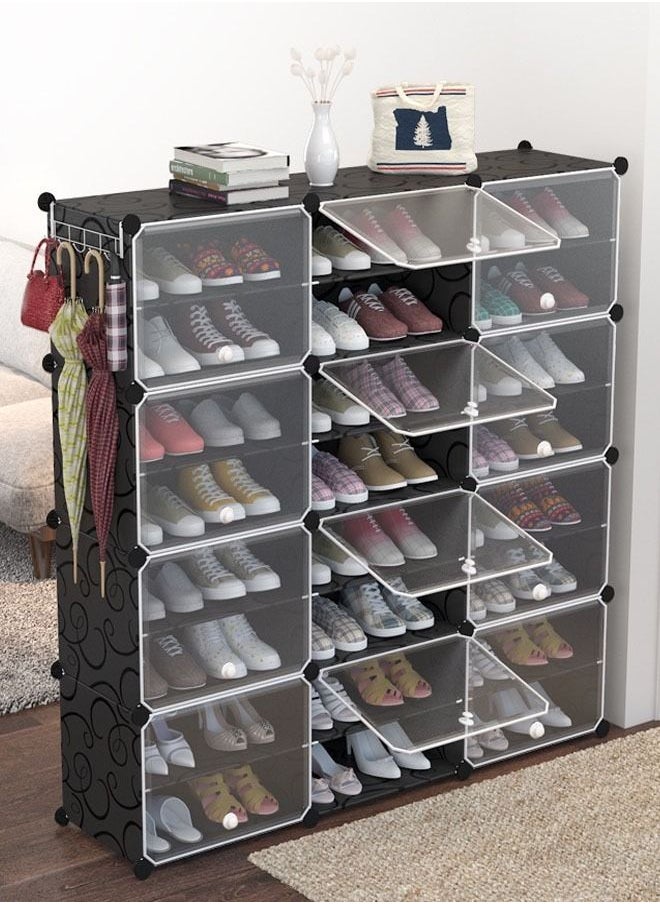 fashionhome - New Design Adjustable Modular Shoe Storage Rack Storage Cabinet Shoe Rack Space Saving Foldable Shoe Rack Sneaker Containers Bins 126 x 31 x 127 cm - Image 1