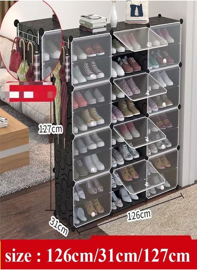 fashionhome - New Design Adjustable Modular Shoe Storage Rack Storage Cabinet Shoe Rack Space Saving Foldable Shoe Rack Sneaker Containers Bins 126 x 31 x 127 cm - Image 1