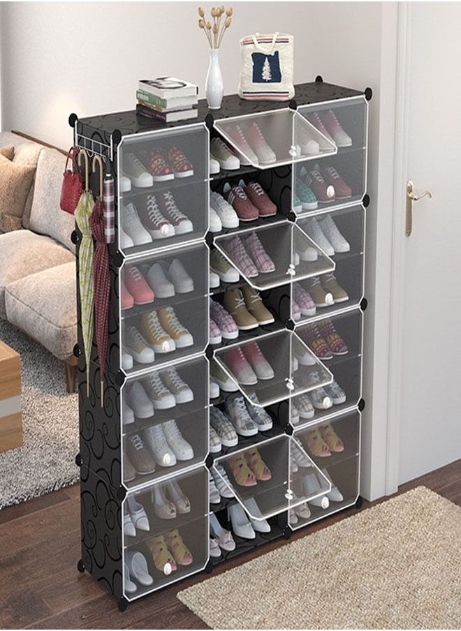 fashionhome - New Design Adjustable Modular Shoe Storage Rack Storage Cabinet Shoe Rack Space Saving Foldable Shoe Rack Sneaker Containers Bins 126 x 31 x 127 cm - Image 1