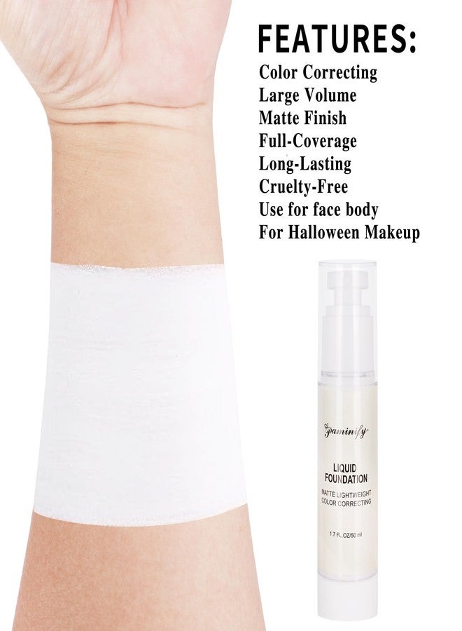 paminify باميني في 50 مل كريم أساس أبيض للهالوين، طلاء وجه وجسم أبيض، مهرج قوطى زومبي مصاص دماء هيكل عظمي جمجمة جوكر شبح ميم قوطى، تصحيح شاحب تغطية كاملة مكياج كوسبلاي Sfx - Image 3