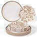 Trendables 80 Piece Plastic Disposable Plates Set For 40 Guests I 40 X 8 Inch Dessert Plates 40 X 10 Inch Disposable Plastic Plates Wedding Party Plates White Brown Pomegranate Design - Image 1
