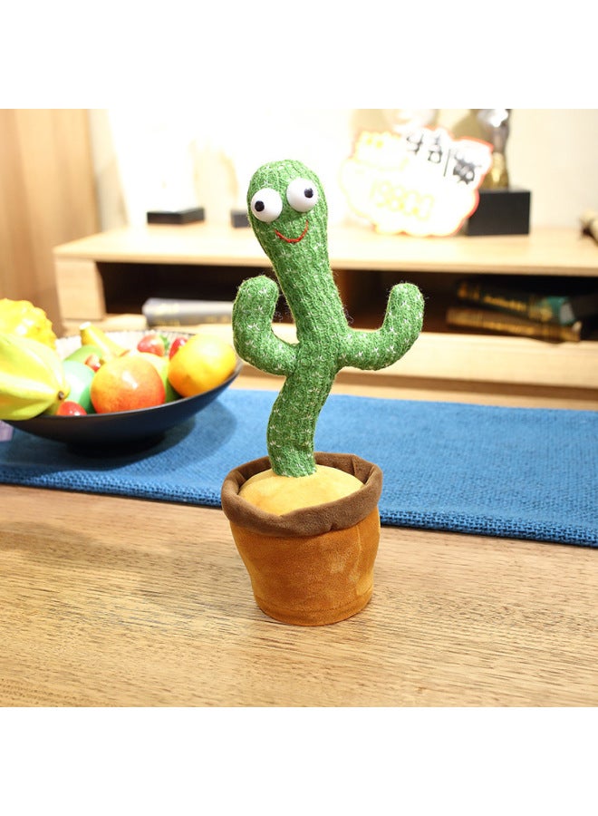 Chinese, English, Spanish, Russian, Dancing, Singing, Twisting, Rocking, Recording, Learning To Speak, Cactus Plush Toy Batch-Color:120 Spanish + Recording + Glow + Dance [battery]]-Height:32cm