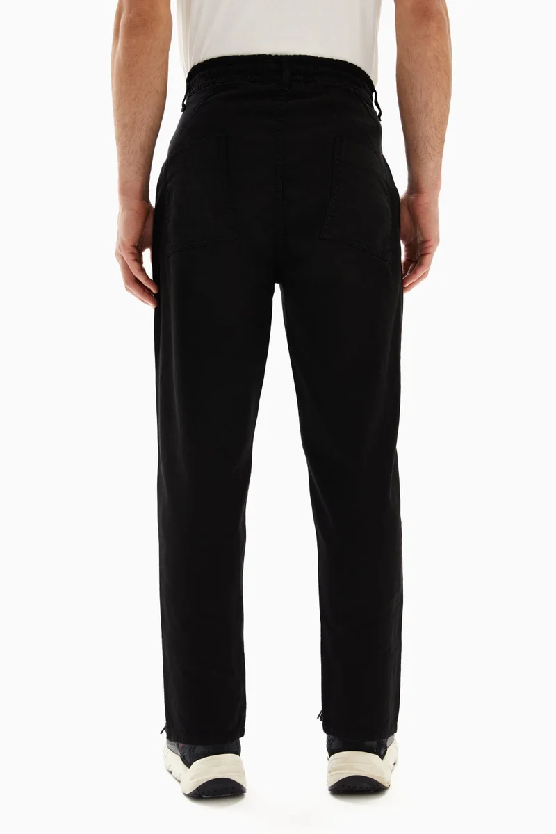 Wecre8 Black Drawstrings Slim Trousers By WECRE8