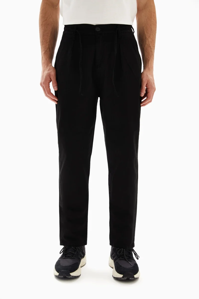 Wecre8 Black Drawstrings Slim Trousers By WECRE8
