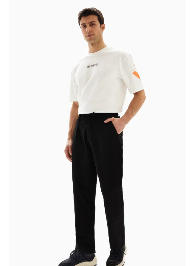 Wecre8 Black Drawstrings Slim Trousers