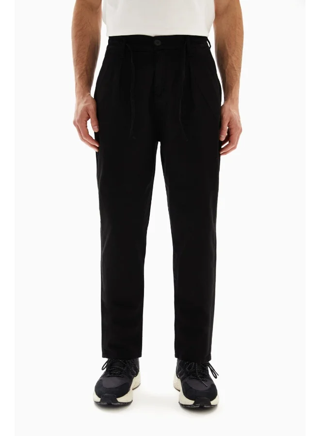 Wecre8 Black Drawstrings Slim Trousers