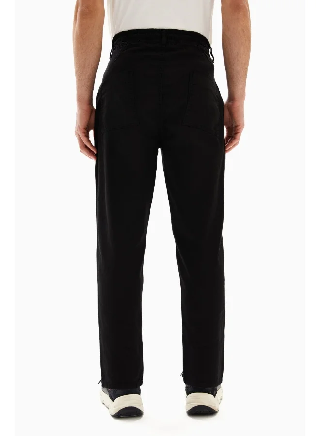 Wecre8 Black Drawstrings Slim Trousers