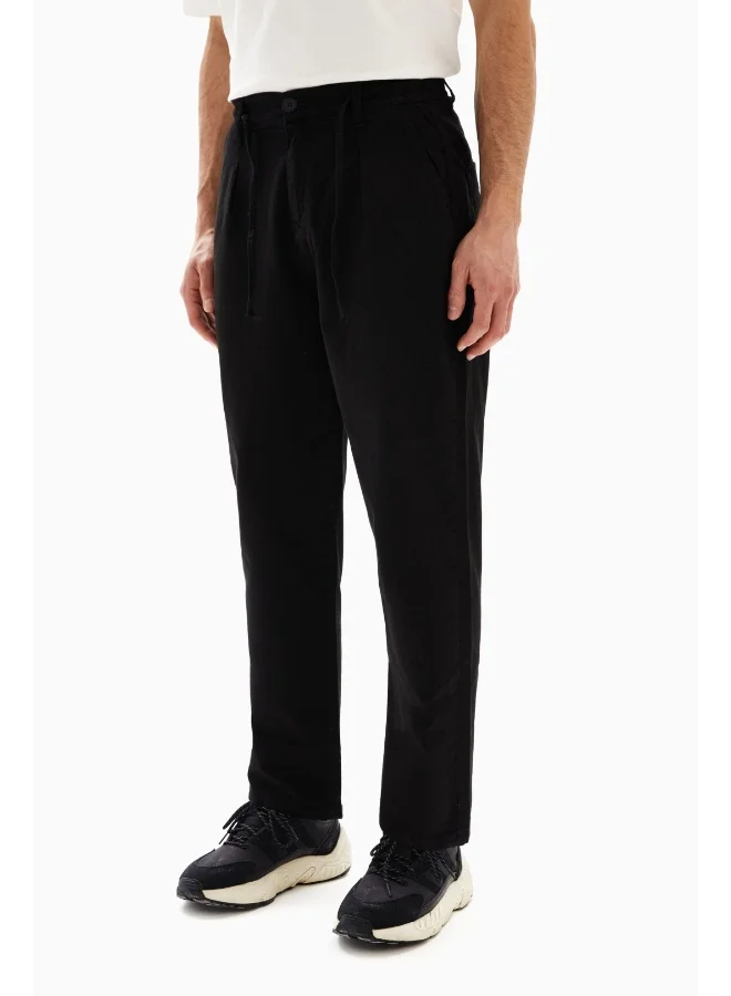 Wecre8 Black Drawstrings Slim Trousers