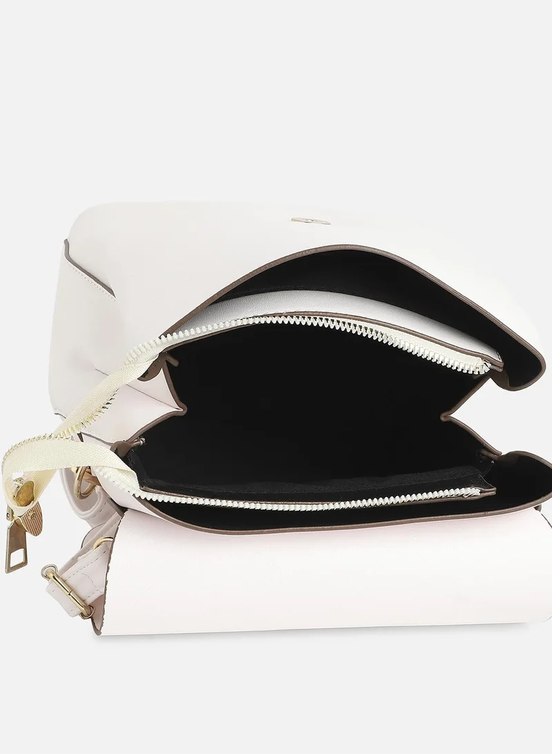 Haute Sauce  Haute Sauce Women's The Buckle Flap Backpack For Casual Wear | Chalk White Colour | One-Size | Magnetic Closure | Solid Pattern | Vegan Leather Material | Backpack For Woman & Girls for Women | Best Price UAE