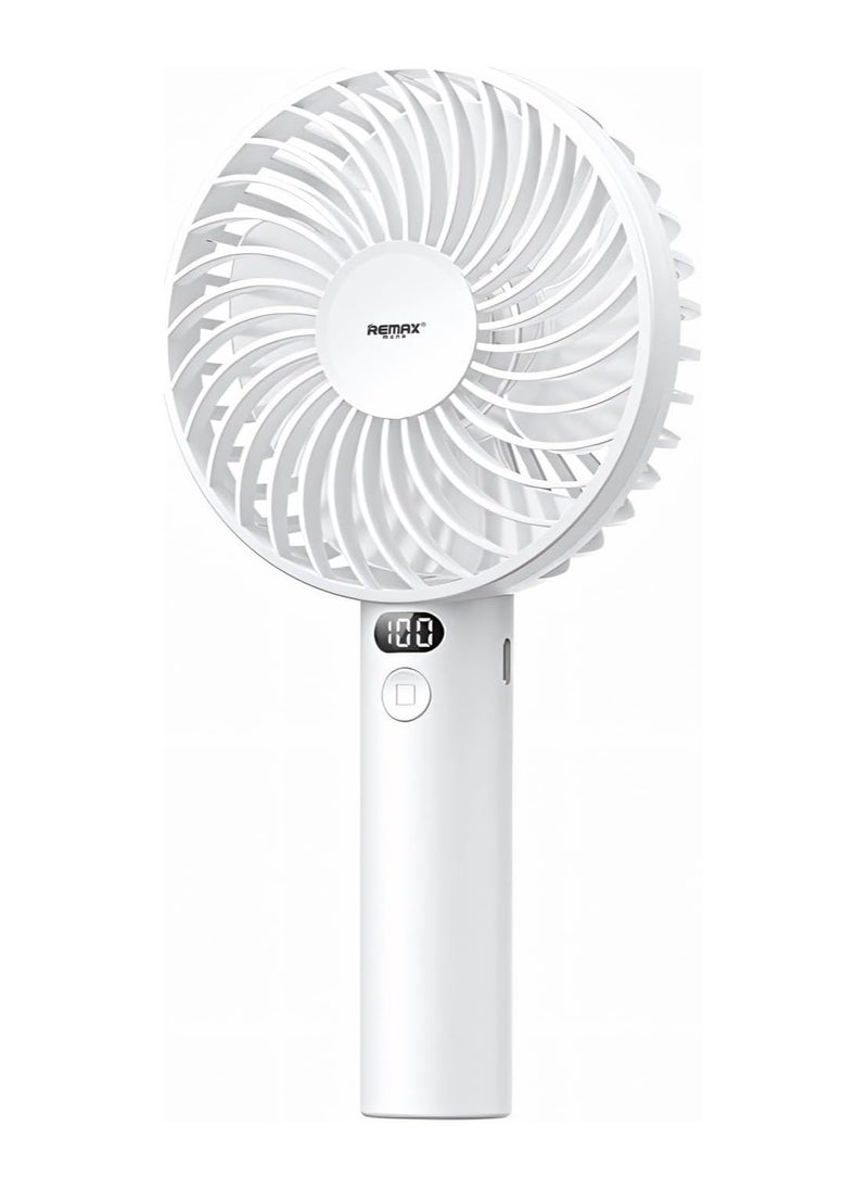 Remax Mena Roiling Handheld Fan RS-SF02 Mini Hand Fan, USB Personal Fan Function Cooling Fan For Travel, Outdoor, Hiking, Camping,White  - Image 1