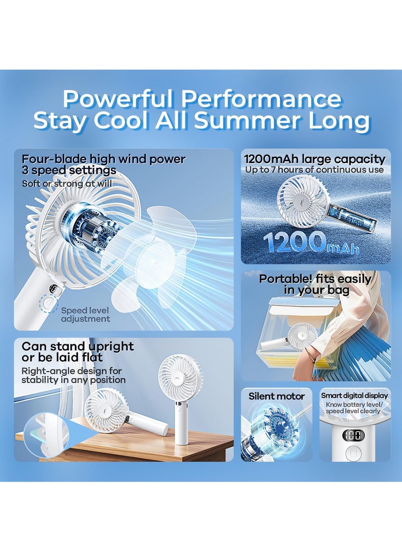 Remax Mena Roiling Handheld Fan RS-SF02 Mini Hand Fan, USB Personal Fan Function Cooling Fan For Travel, Outdoor, Hiking, Camping,White  - Image 3