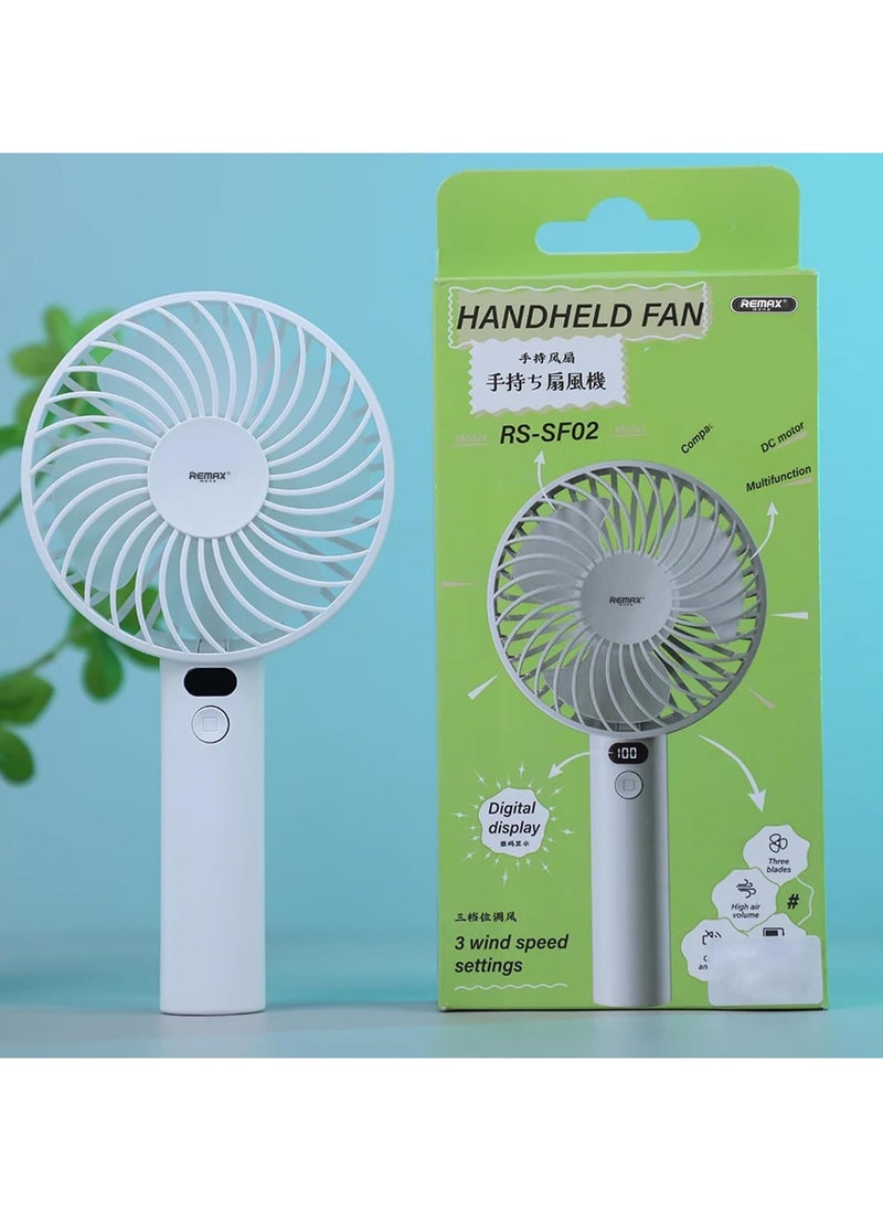 Remax Mena Roiling Handheld Fan RS-SF02 Mini Hand Fan, USB Personal Fan Function Cooling Fan For Travel, Outdoor, Hiking, Camping,White  - Image 4