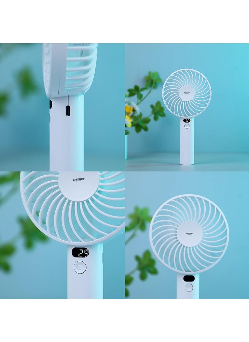 Remax Mena Roiling Handheld Fan RS-SF02 Mini Hand Fan, USB Personal Fan Function Cooling Fan For Travel, Outdoor, Hiking, Camping,White  - Image 5