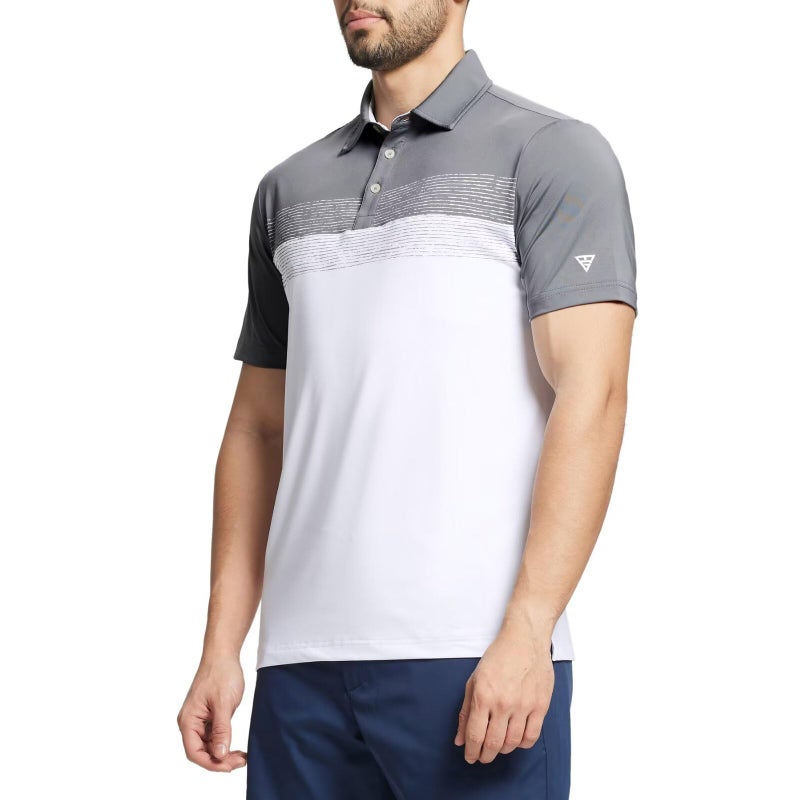 M MAELREG Mens Golf Shirt Dry Fit Short Sleeve Moisture Wicking Stretch Athletic Sport Collared Polo Shirts for Men A- White - Image 3