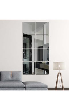 Angmei 4pcs 3D Square Acrylic Mirror Wall Stickers Bathroom Mirror Home Decoration DIY Self-adhesive Wall Stickers Dressing Mirror Thickened Good Quality  - Image 1