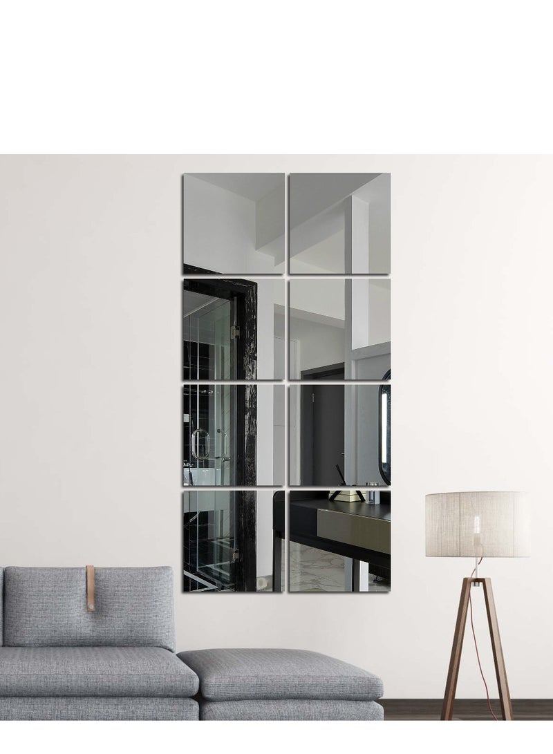 Angmei 4pcs 3D Square Acrylic Mirror Wall Stickers Bathroom Mirror Home Decoration DIY Self-adhesive Wall Stickers Dressing Mirror Thickened Good Quality  - Image 1