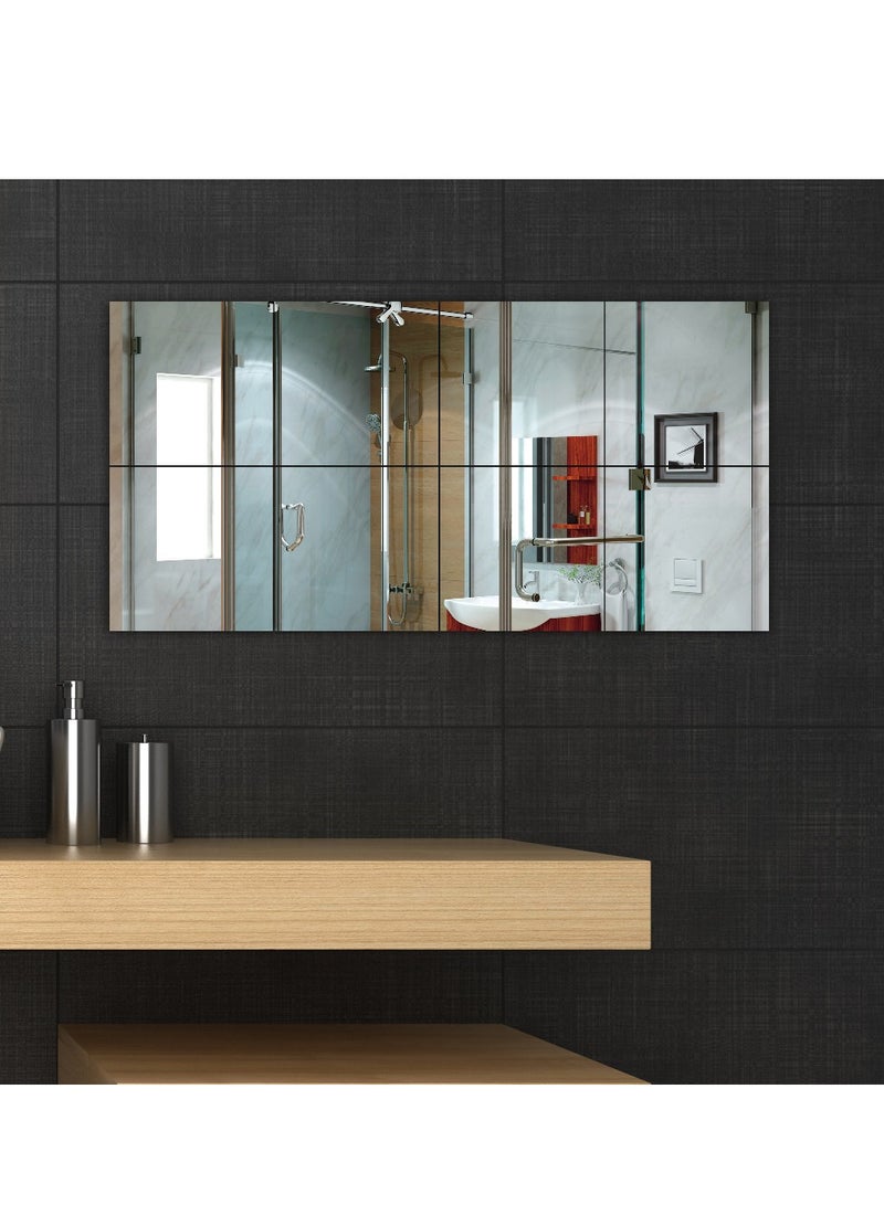 Angmei 4pcs 3D Square Acrylic Mirror Wall Stickers Bathroom Mirror Home Decoration DIY Self-adhesive Wall Stickers Dressing Mirror Thickened Good Quality  - Image 2