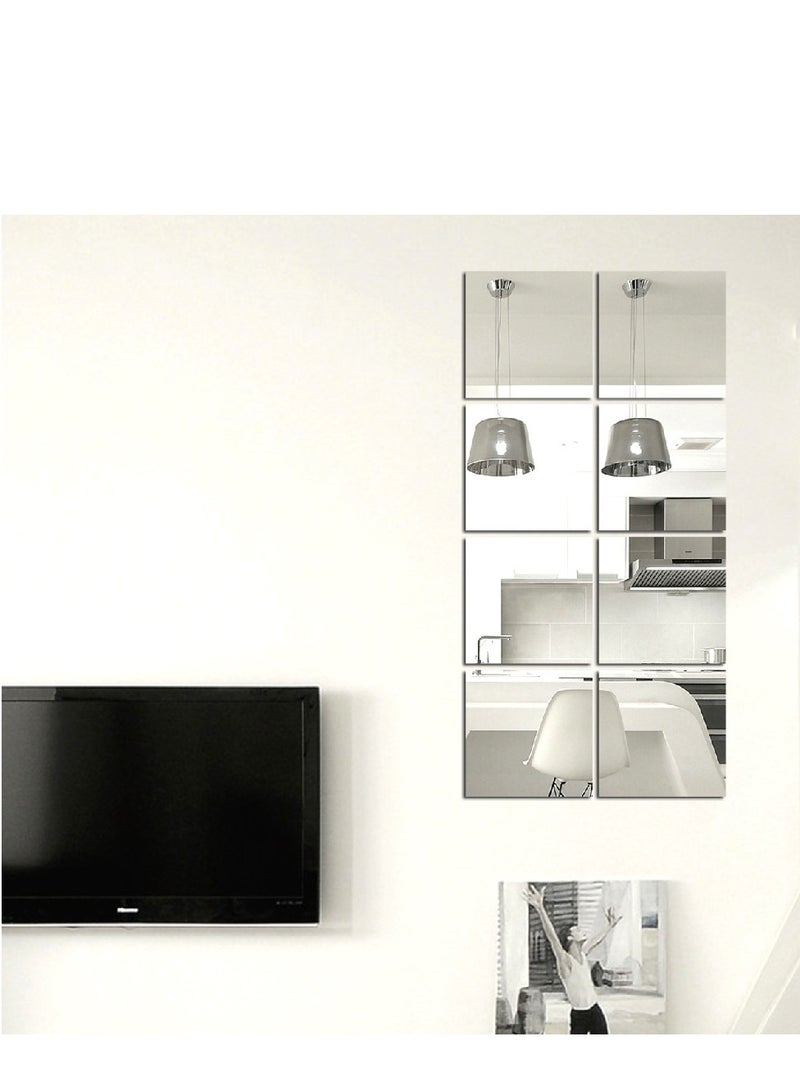 Angmei 4pcs 3D Square Acrylic Mirror Wall Stickers Bathroom Mirror Home Decoration DIY Self-adhesive Wall Stickers Dressing Mirror Thickened Good Quality  - Image 4