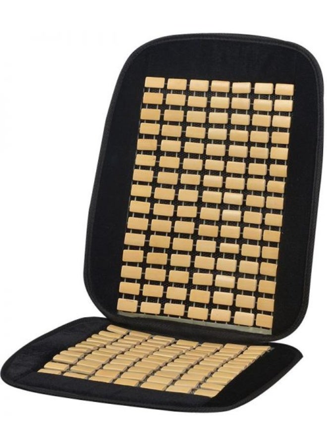 KENCO Bamboo Flat Beaded Cooling Seat Cushion Black Color- Breathable Summer Seat Cover with Comfort Fabric Border - Natural Massage Back Support for Car, Office Chair, and Home Use - Image 1