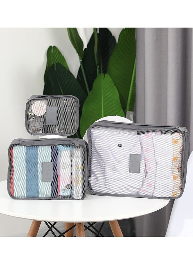 6 قطع منظّم سفر، منظّم حقيبة تخزين السفر، حقيبة منظّم تعبئة الأمتعة، مكعبات منظّم الحقائب ضغط لحملها على ملابس الحقيبة، حقيبة إنهاء ملابس مقاومة للماء (رمادية) - Image 4