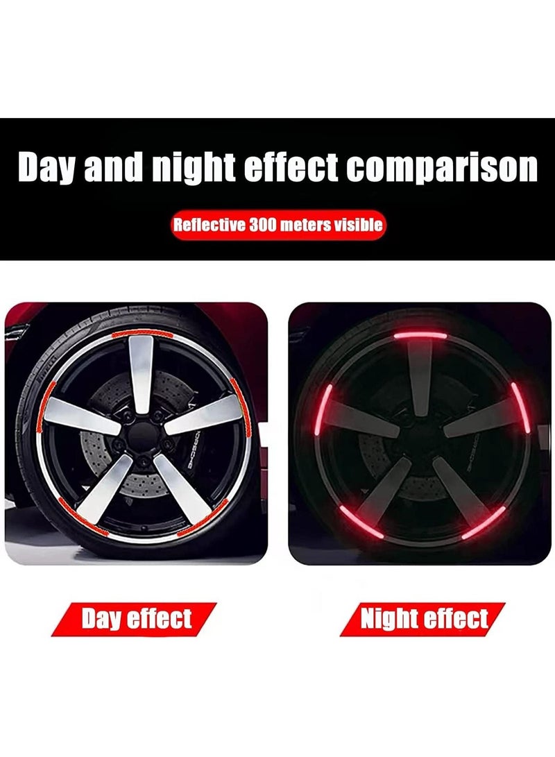 SYOSI Reflective Car Wheel Rim Stickers, 20pcs Night Safety Warning Car Stickers, Anti-Scratch Reflective Stickers Car Motorcycle Wheel Safety Decorative Car Decals Universal for Car Vehicle Truck (Red) - Image 2
