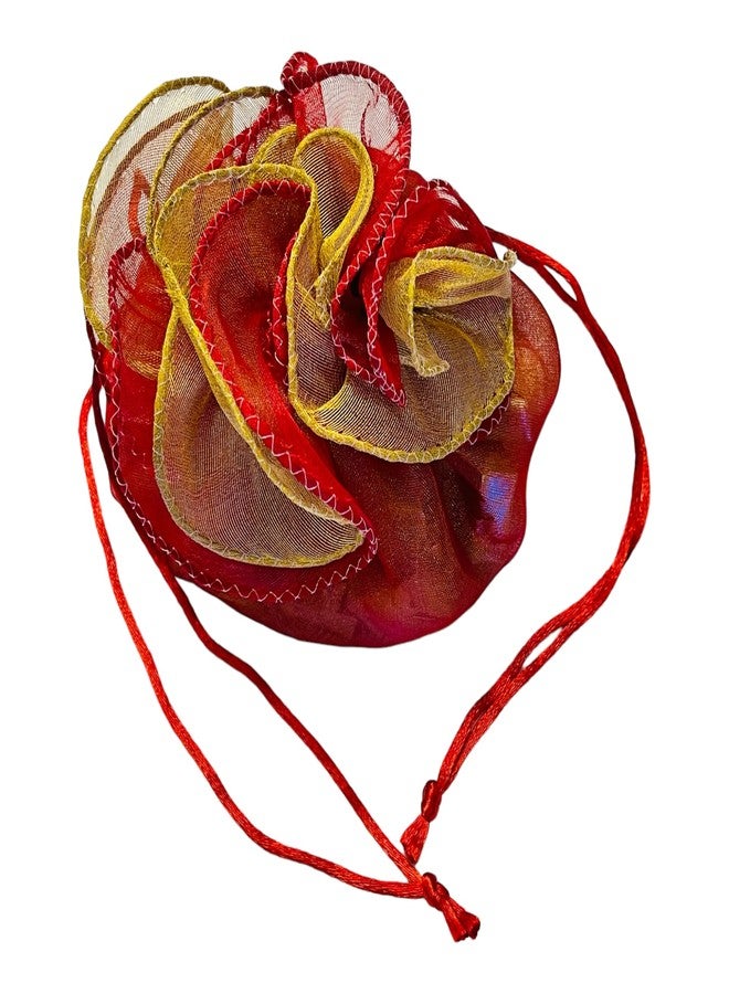 Moira 6pcs Tissue Silk Potli Tokri Drawstring Closure for Gifting, Jewellery Storage, Shagun (Small 14 inch, Red) - Image 5