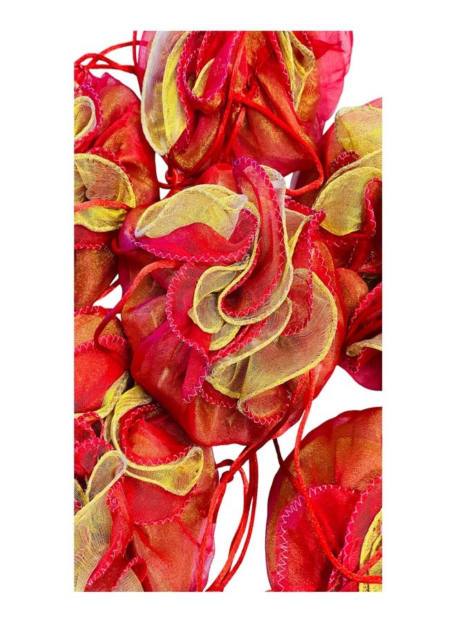 Moira 6pcs Tissue Silk Potli Tokri Drawstring Closure for Gifting, Jewellery Storage, Shagun (Small 14 inch, Red) - Image 4