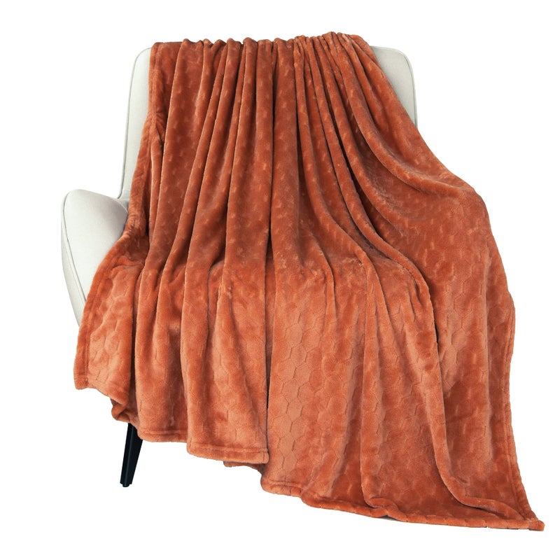 TOONOW Fleece Blanket Super Soft Cozy Throw Blanket 50 x 60 Lightweight Fuzzy Comfy Textured Flannel Blanket Warm Plush Throw Blankets for Couch Sofa Bed Carnelian