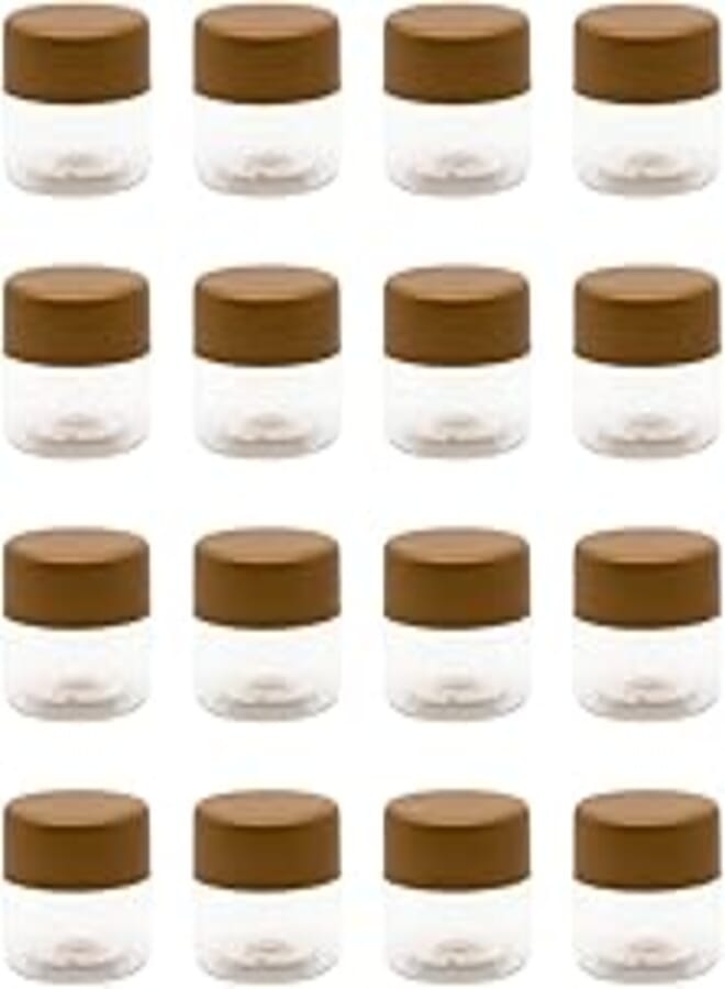 FUNNY 20ML Clear White Plastic Jar - Gold Lid - High Quality Healthy Plastic Empty Refill Jar Storage Container Empty Round Tins - by Funny